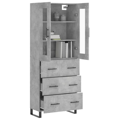 Highboard Betongrau 69,5x34x180 cm Holzwerkstoff