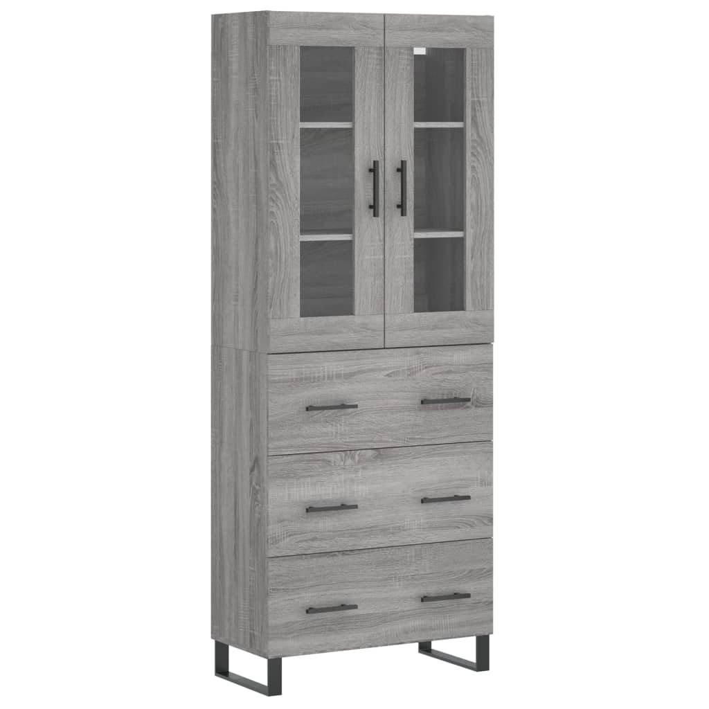 Highboard Grau Sonoma 69,5x34x180 cm Holzwerkstoff