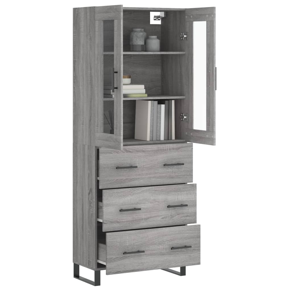 Highboard Grau Sonoma 69,5x34x180 cm Holzwerkstoff