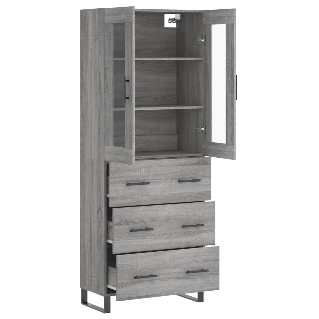 Highboard Grau Sonoma 69,5x34x180 cm Holzwerkstoff