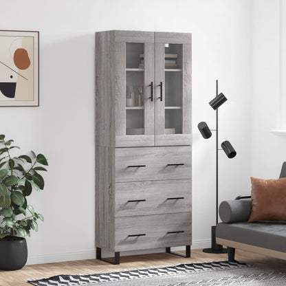 Highboard Grau Sonoma 69,5x34x180 cm Holzwerkstoff