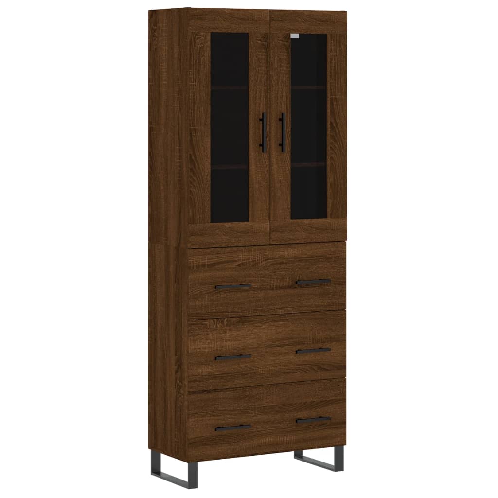 Highboard Braun Eichen-Optik 69,5x34x180 cm Holzwerkstoff