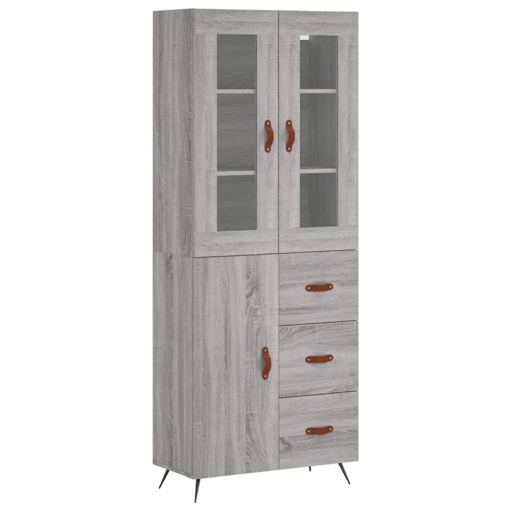 Highboard Grau Sonoma 69,5x34x180 cm Holzwerkstoff