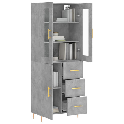 Highboard Betongrau 69,5x34x180 cm Holzwerkstoff