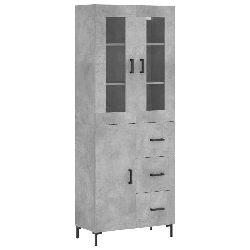 Highboard Betongrau 69,5x34x180 cm Holzwerkstoff