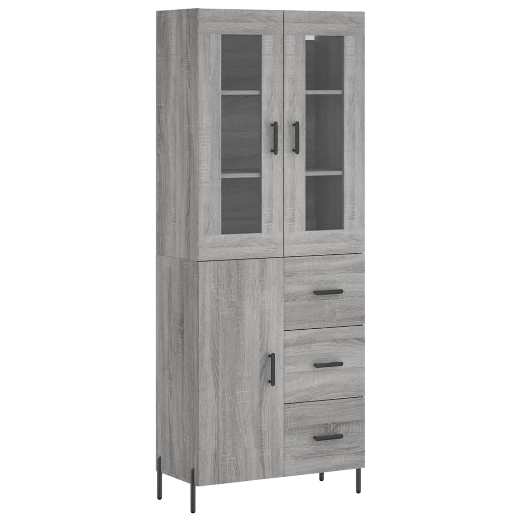 Highboard Grau Sonoma 69,5x34x180 cm Holzwerkstoff