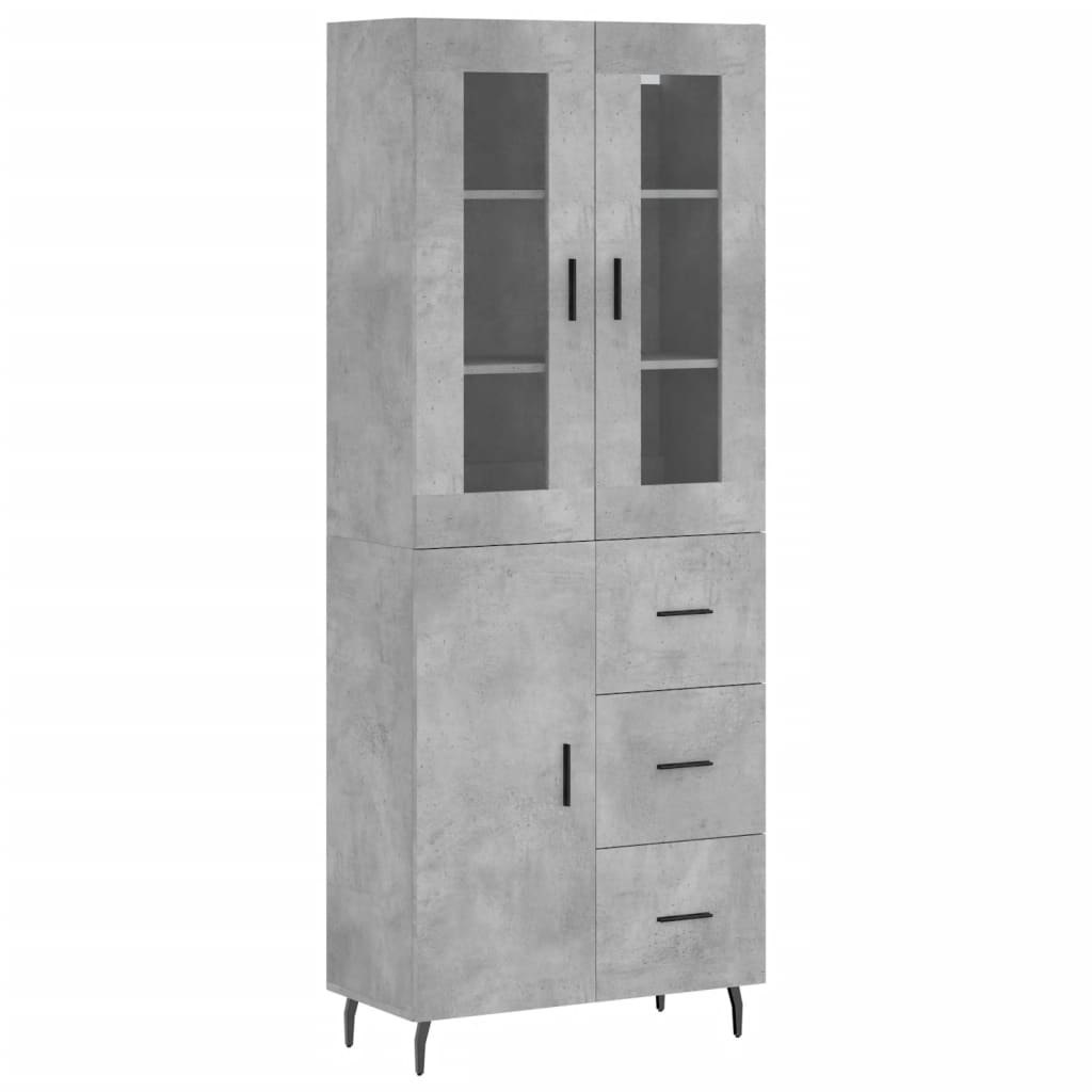 Highboard Betongrau 69,5x34x180 cm Holzwerkstoff