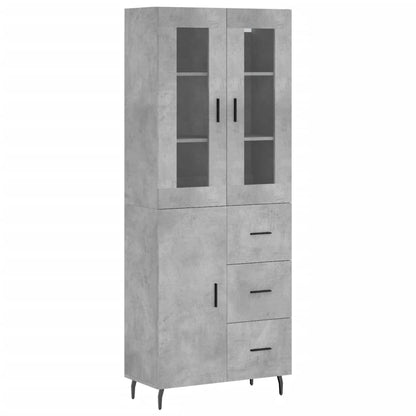 Highboard Betongrau 69,5x34x180 cm Holzwerkstoff