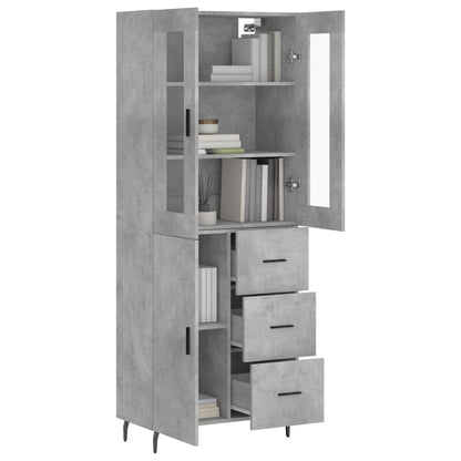 Highboard Betongrau 69,5x34x180 cm Holzwerkstoff