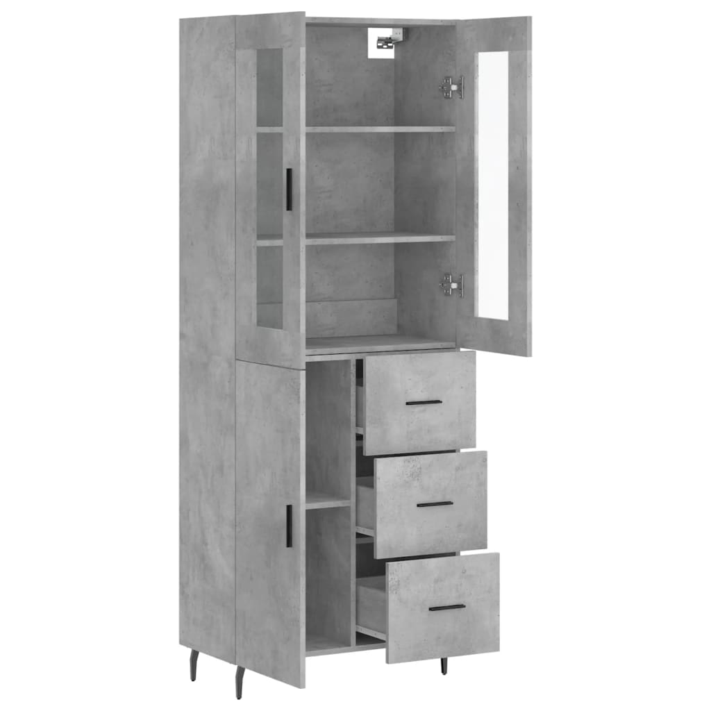 Highboard Betongrau 69,5x34x180 cm Holzwerkstoff