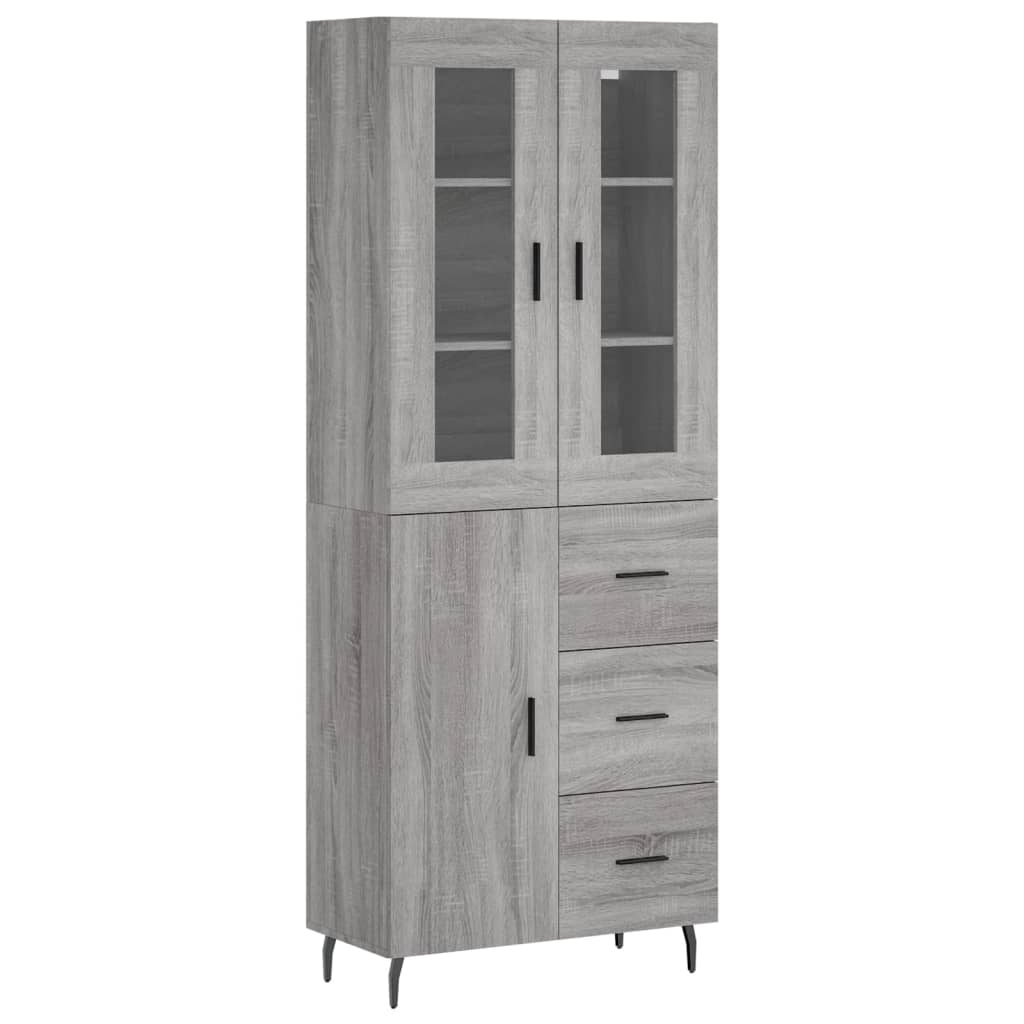 Highboard Grau Sonoma 69,5x34x180 cm Holzwerkstoff