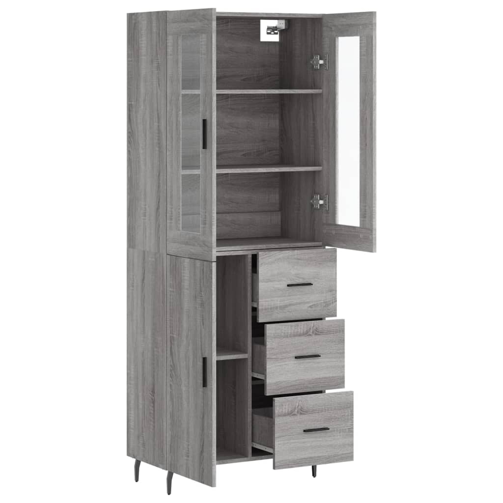 Highboard Grau Sonoma 69,5x34x180 cm Holzwerkstoff