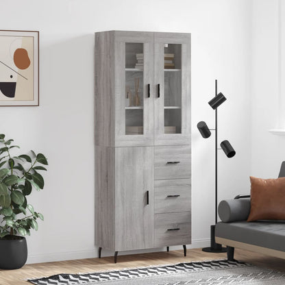 Highboard Grau Sonoma 69,5x34x180 cm Holzwerkstoff