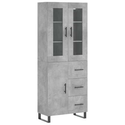 Highboard Betongrau 69,5x34x180 cm Holzwerkstoff