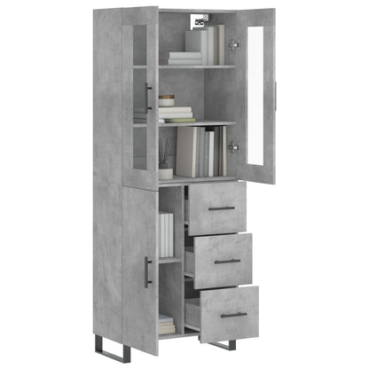 Highboard Betongrau 69,5x34x180 cm Holzwerkstoff