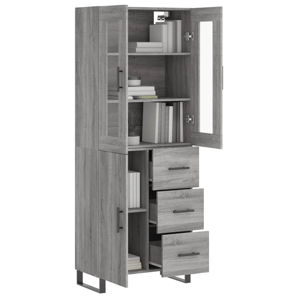 Highboard Grau Sonoma 69,5x34x180 cm Holzwerkstoff