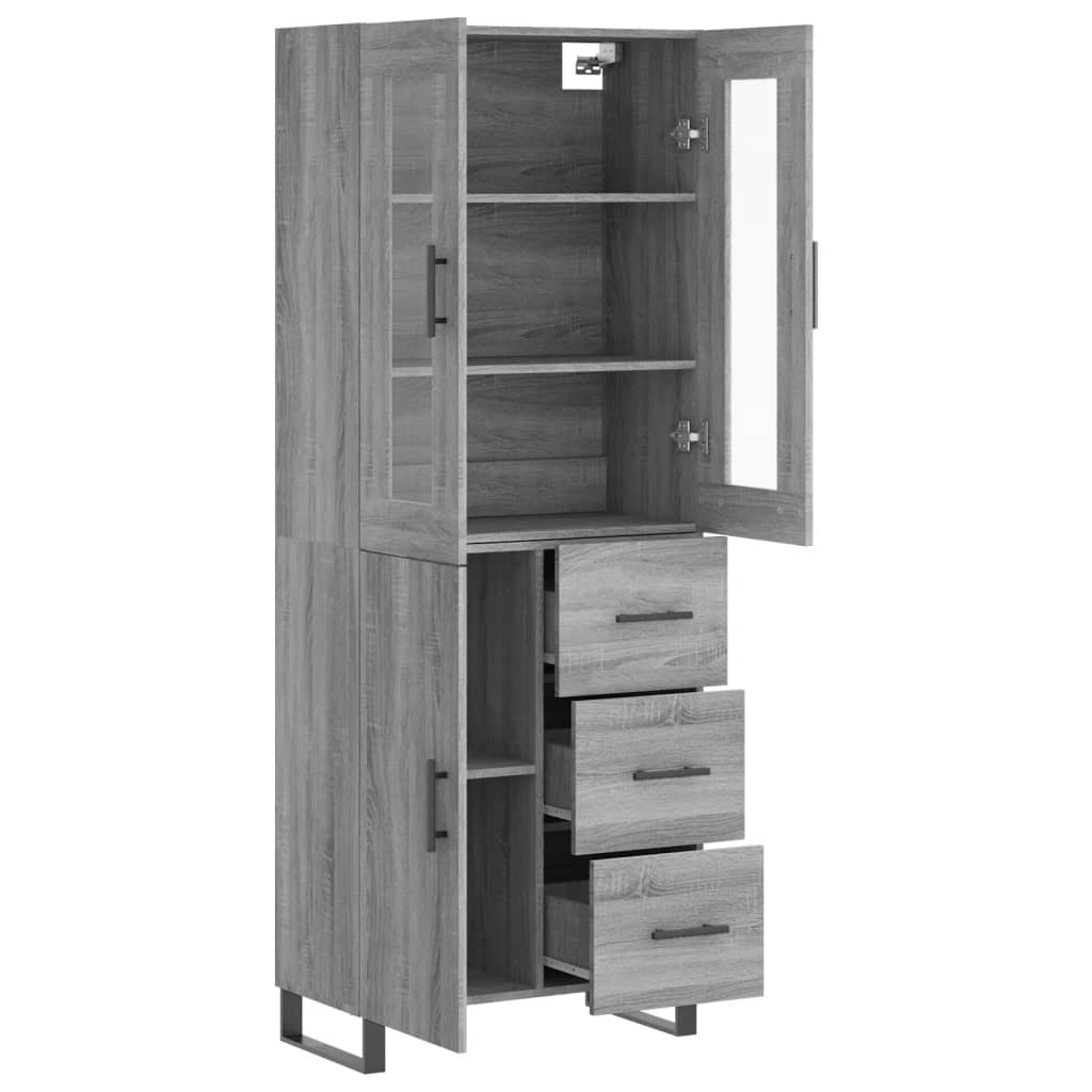 Highboard Grau Sonoma 69,5x34x180 cm Holzwerkstoff