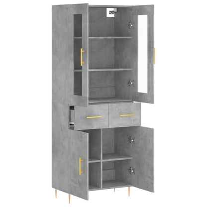 Highboard Betongrau 69,5x34x180 cm Holzwerkstoff