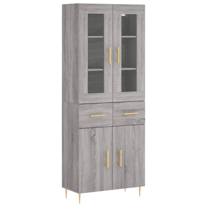 Highboard Grau Sonoma 69,5x34x180 cm Holzwerkstoff