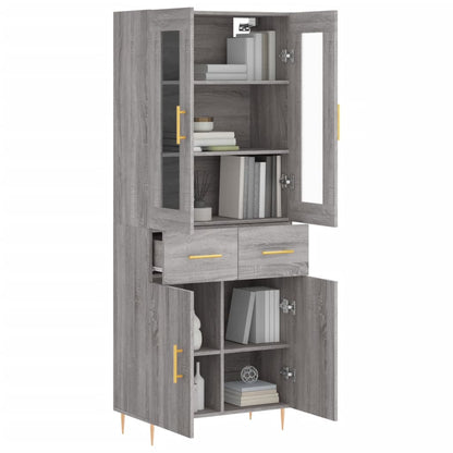 Highboard Grau Sonoma 69,5x34x180 cm Holzwerkstoff