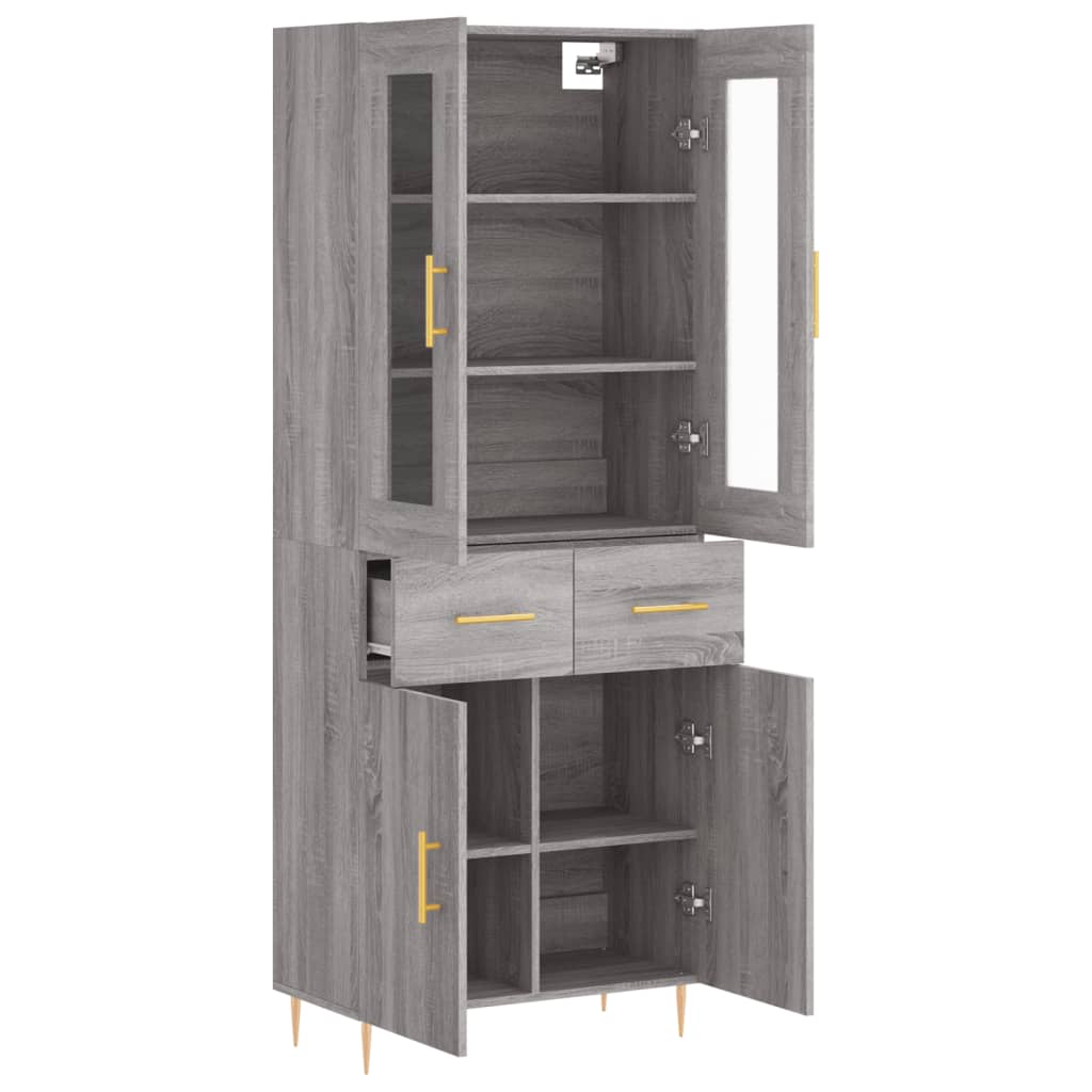 Highboard Grau Sonoma 69,5x34x180 cm Holzwerkstoff