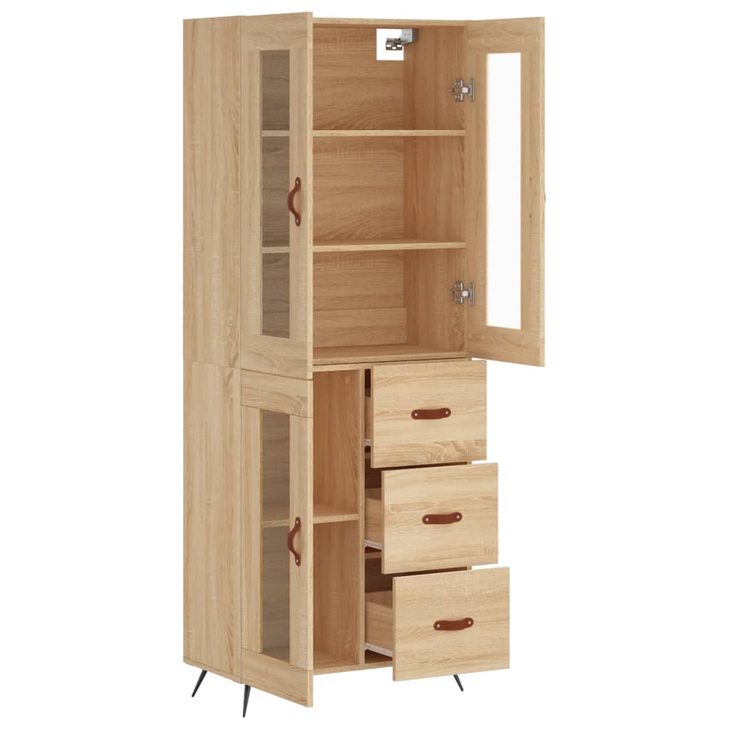 Highboard Sonoma-Eiche 69,5x34x180 cm Holzwerkstoff