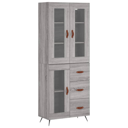 Highboard Grau Sonoma 69,5x34x180 cm Holzwerkstoff