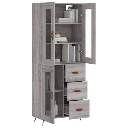 Highboard Grau Sonoma 69,5x34x180 cm Holzwerkstoff