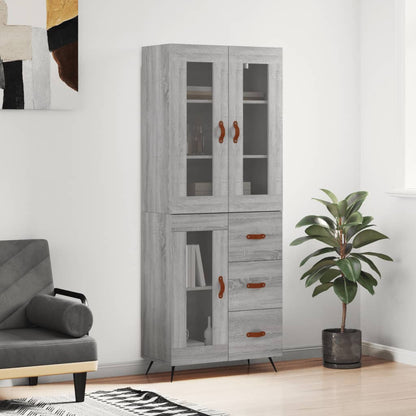 Highboard Grau Sonoma 69,5x34x180 cm Holzwerkstoff