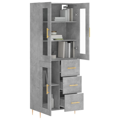 Highboard Betongrau 69,5x34x180 cm Holzwerkstoff