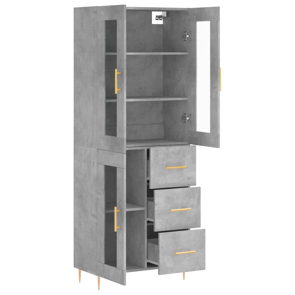 Highboard Betongrau 69,5x34x180 cm Holzwerkstoff