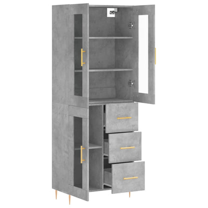 Highboard Betongrau 69,5x34x180 cm Holzwerkstoff