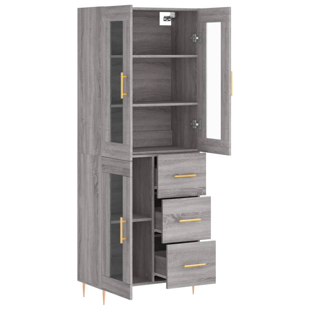 Highboard Grau Sonoma 69,5x34x180 cm Holzwerkstoff