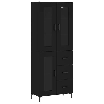 Highboard Schwarz 69,5x34x180 cm Holzwerkstoff