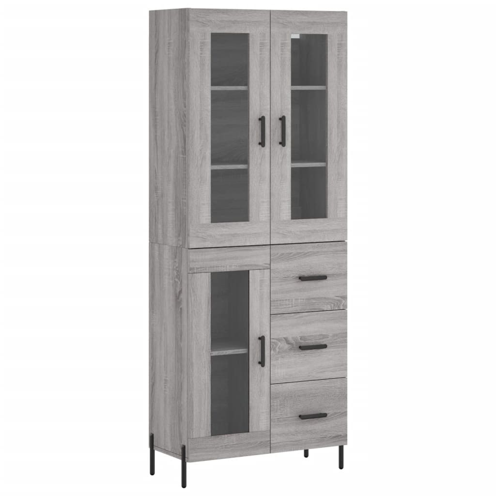 Highboard Grau Sonoma 69,5x34x180 cm Holzwerkstoff