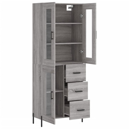 Highboard Grau Sonoma 69,5x34x180 cm Holzwerkstoff