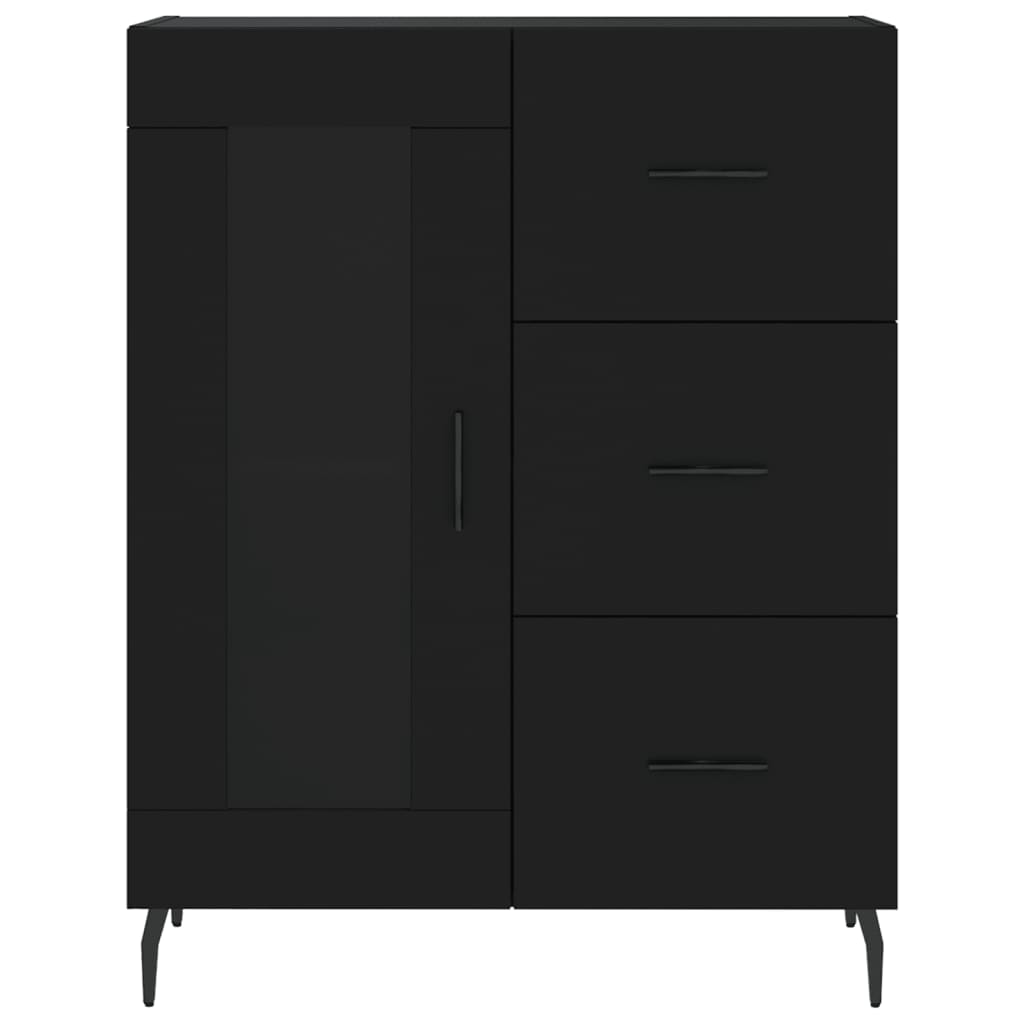 Highboard Schwarz 69,5x34x180 cm Holzwerkstoff