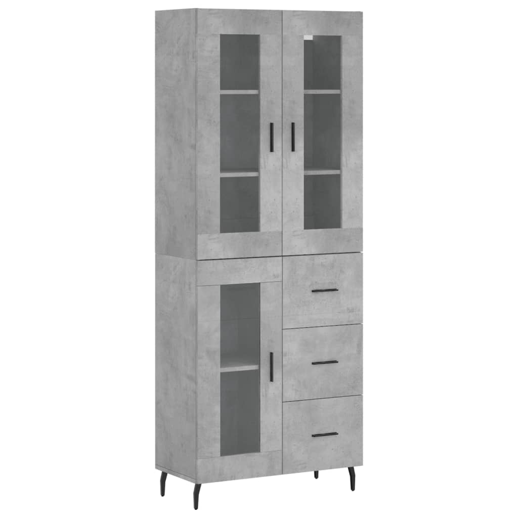 Highboard Betongrau 69,5x34x180 cm Holzwerkstoff