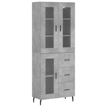 Highboard Betongrau 69,5x34x180 cm Holzwerkstoff