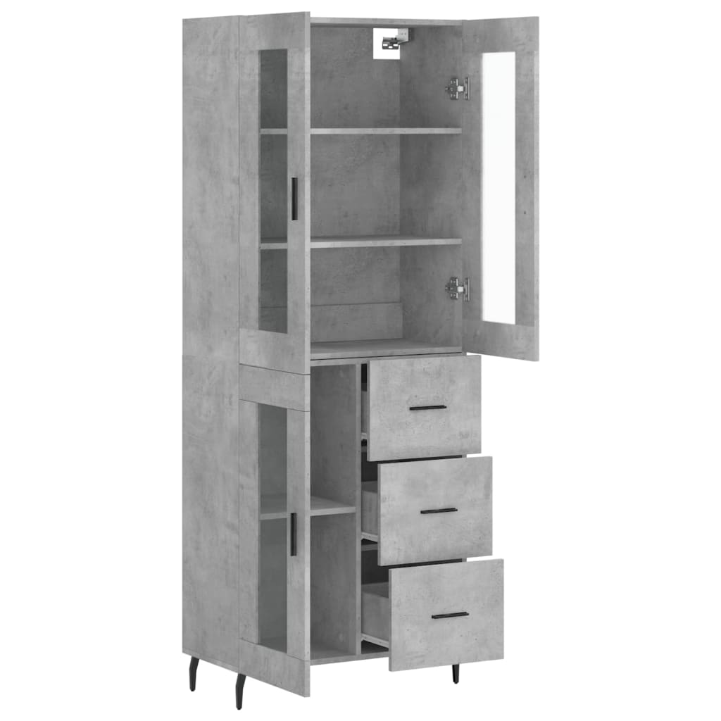 Highboard Betongrau 69,5x34x180 cm Holzwerkstoff