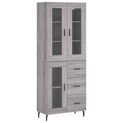 Highboard Grau Sonoma 69,5x34x180 cm Holzwerkstoff