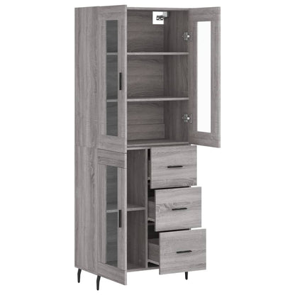 Highboard Grau Sonoma 69,5x34x180 cm Holzwerkstoff