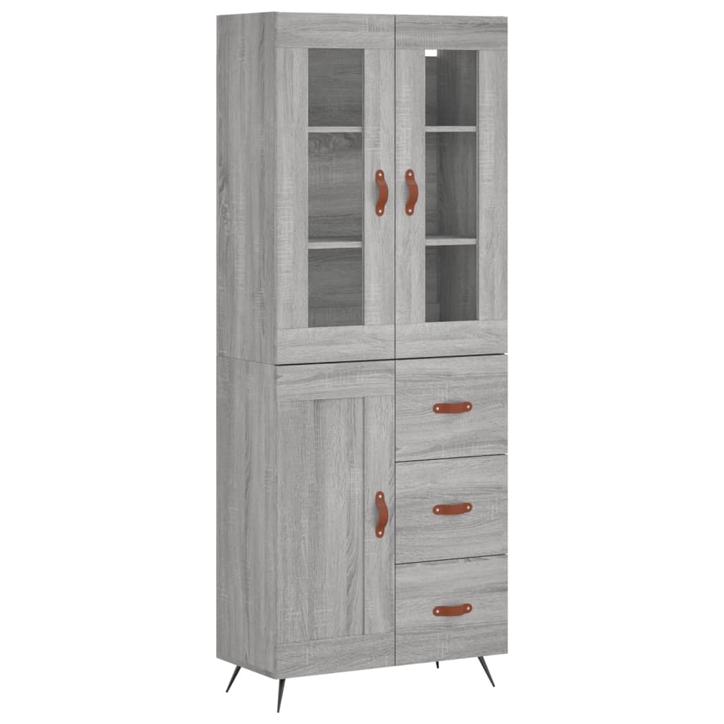 Highboard Grau Sonoma 69,5x34x180 cm Holzwerkstoff