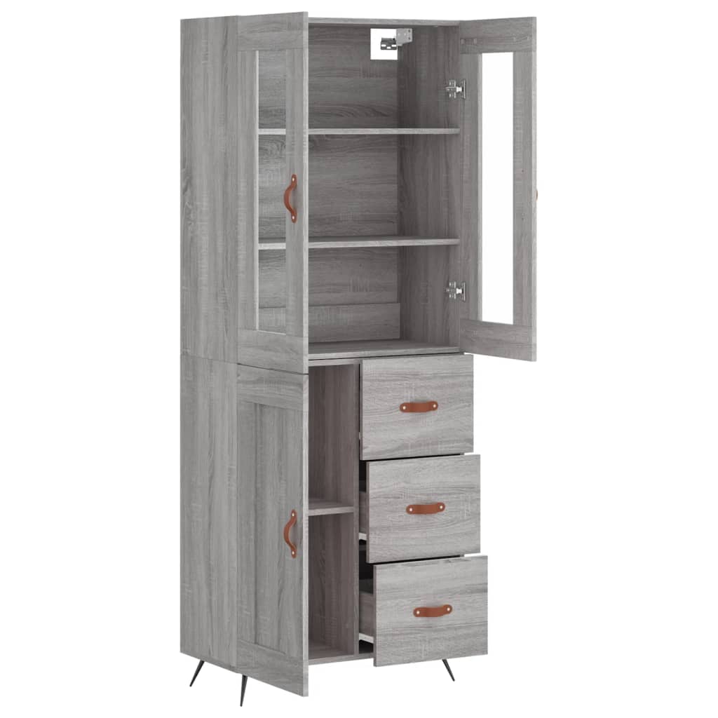 Highboard Grau Sonoma 69,5x34x180 cm Holzwerkstoff