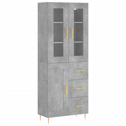 Highboard Betongrau 69,5x34x180 cm Holzwerkstoff