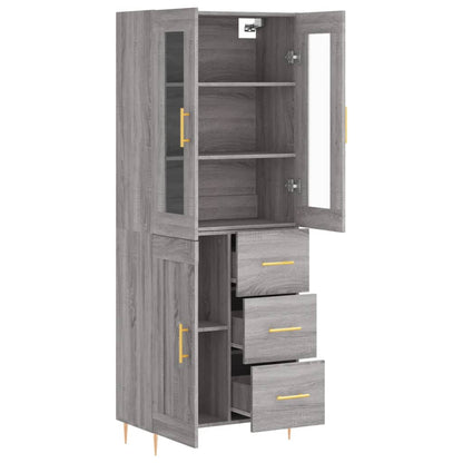 Highboard Grau Sonoma 69,5x34x180 cm Holzwerkstoff