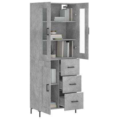 Highboard Betongrau 69,5x34x180 cm Holzwerkstoff