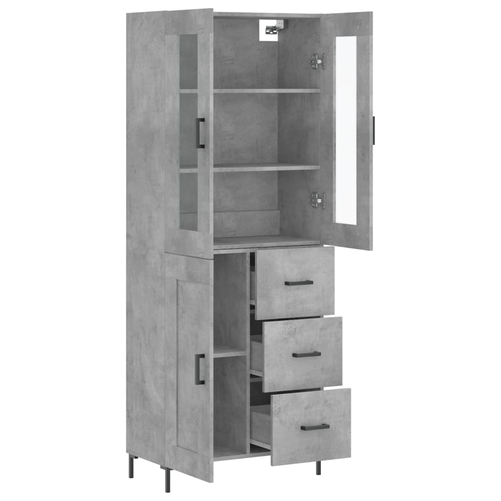 Highboard Betongrau 69,5x34x180 cm Holzwerkstoff