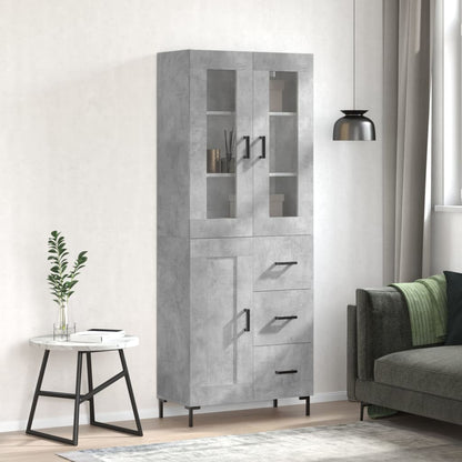 Highboard Betongrau 69,5x34x180 cm Holzwerkstoff