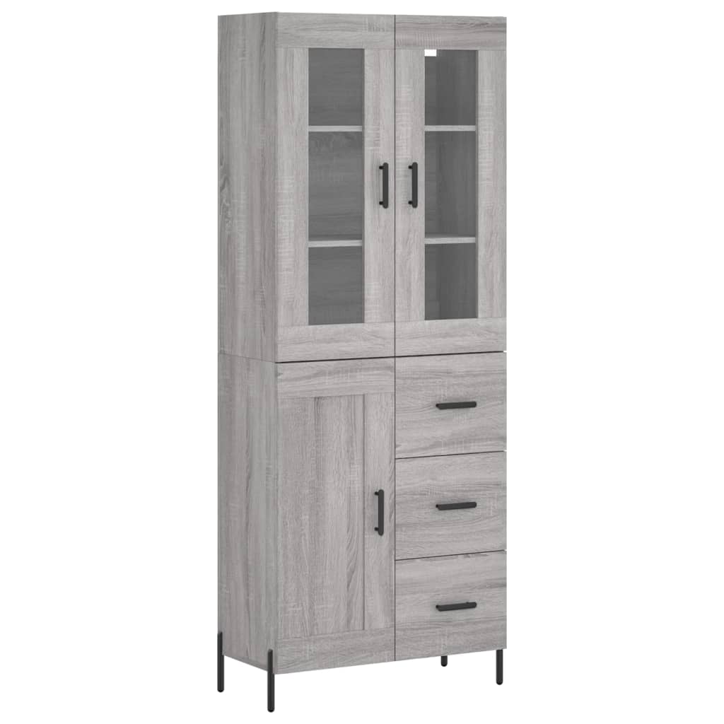 Highboard Grau Sonoma 69,5x34x180 cm Holzwerkstoff